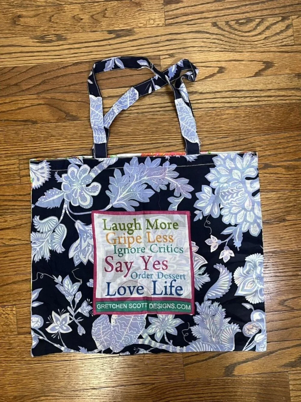 Gretchen Scott Designs Tote Bag Cotton Shopper Reusable Grocery Lot Of 3 Two Sid